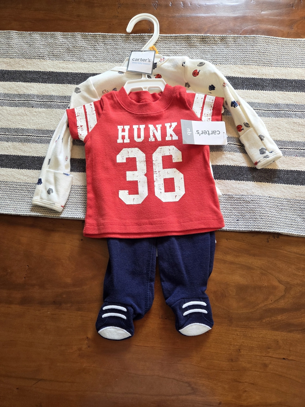 Carter's Red 'HUNK 36' Baby Outfit Set